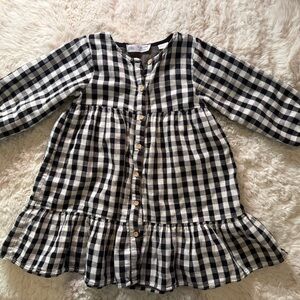 Zara Kids Black and White Checkered Dress Size 4-5